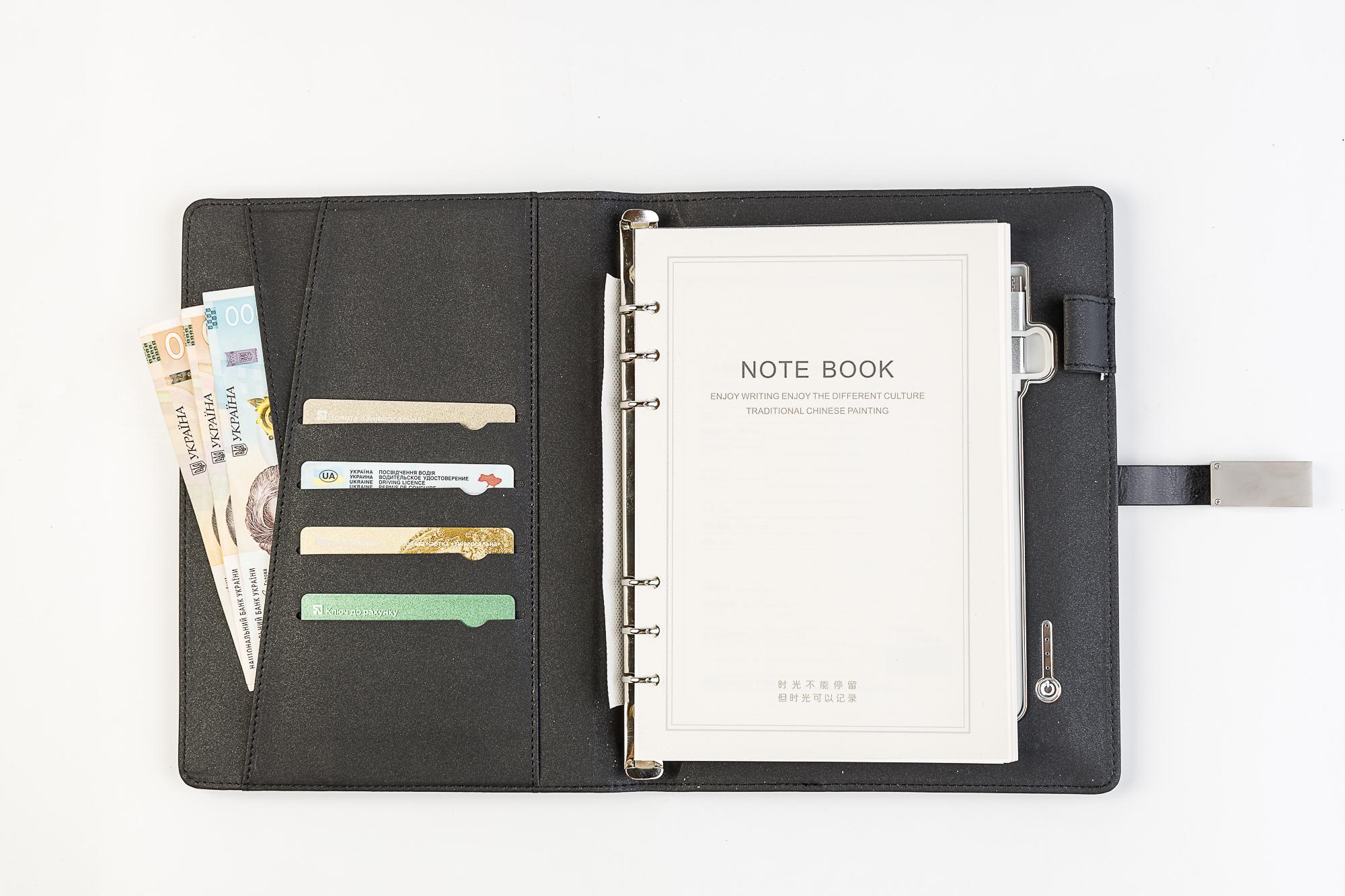 Блокнот із бездротовою зарядкою Powerbank 8000 mAh із флешкою 16 Гб Чорний (28_2114) - фото 6