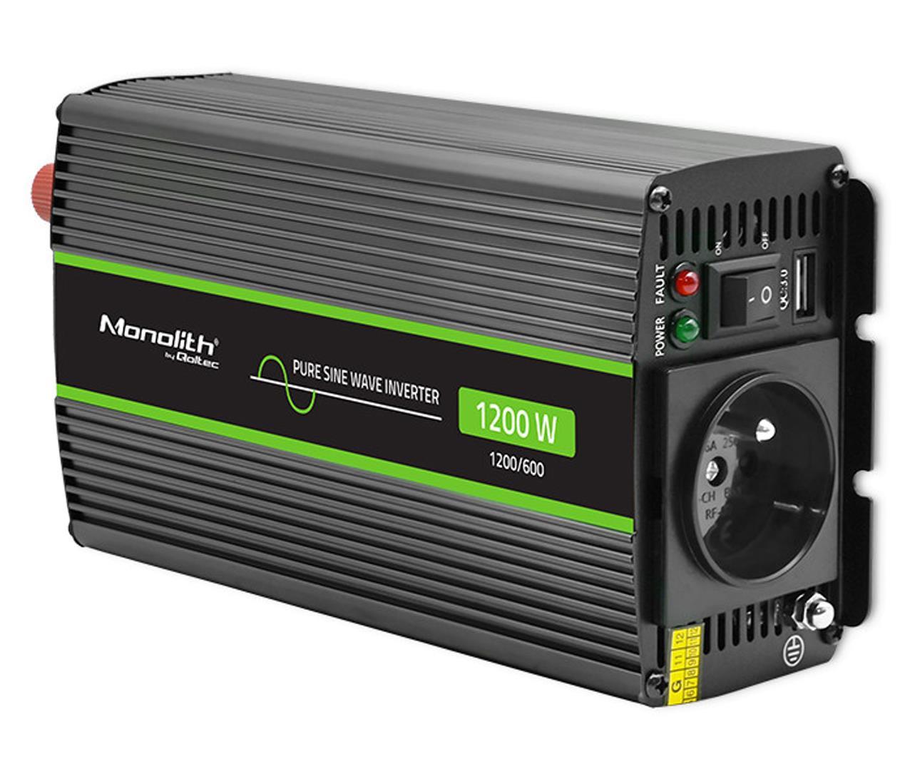 Автомобільний інвертор Qoltec 12V 230V 600W/1200W (51933)