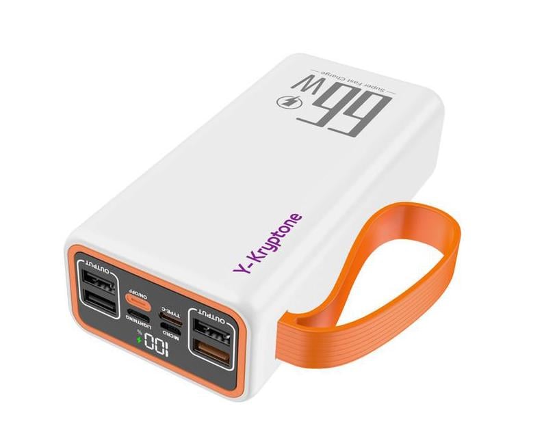 Повербанк Y-Kryptone GT-32 LED Light 30000 mAh QC3.0 22,5W 66W Super Fast Charge White (YK-GT32L-WH)