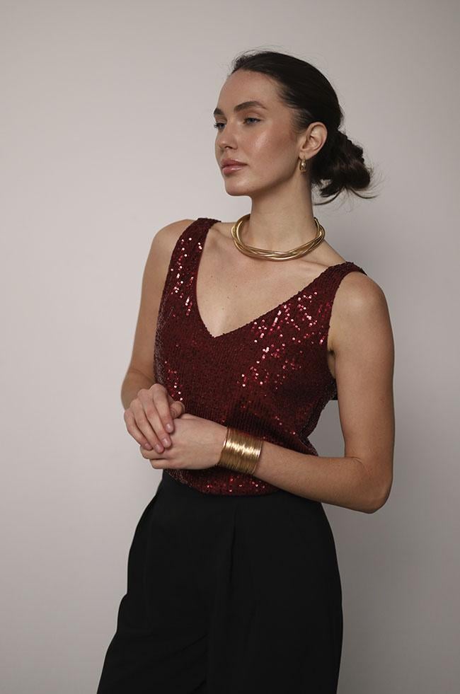 Майка Lipar 2942 в пайетку с V-образным вырезом р. 42 Марсала (16917351) - фото 3 Майка Lipar 2942 в пайетку с V-образным вырезом р. 42 Марсала (16917351) - фото 3