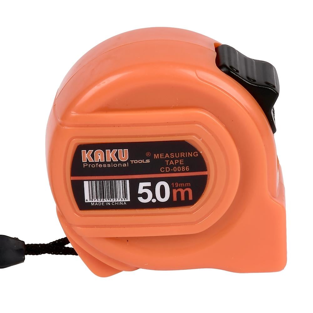 Рулетка с фиксатором KAKU CD-0086 5 м пластиковый корпус Помаранчевий (R32184-5)