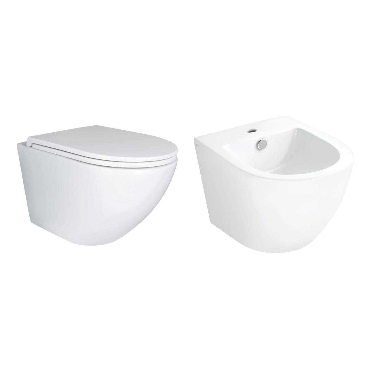 Комплект Qtap Robin 2в1 Унитаз подвесной Ultra Quiet/биде подвесное (2608668285)