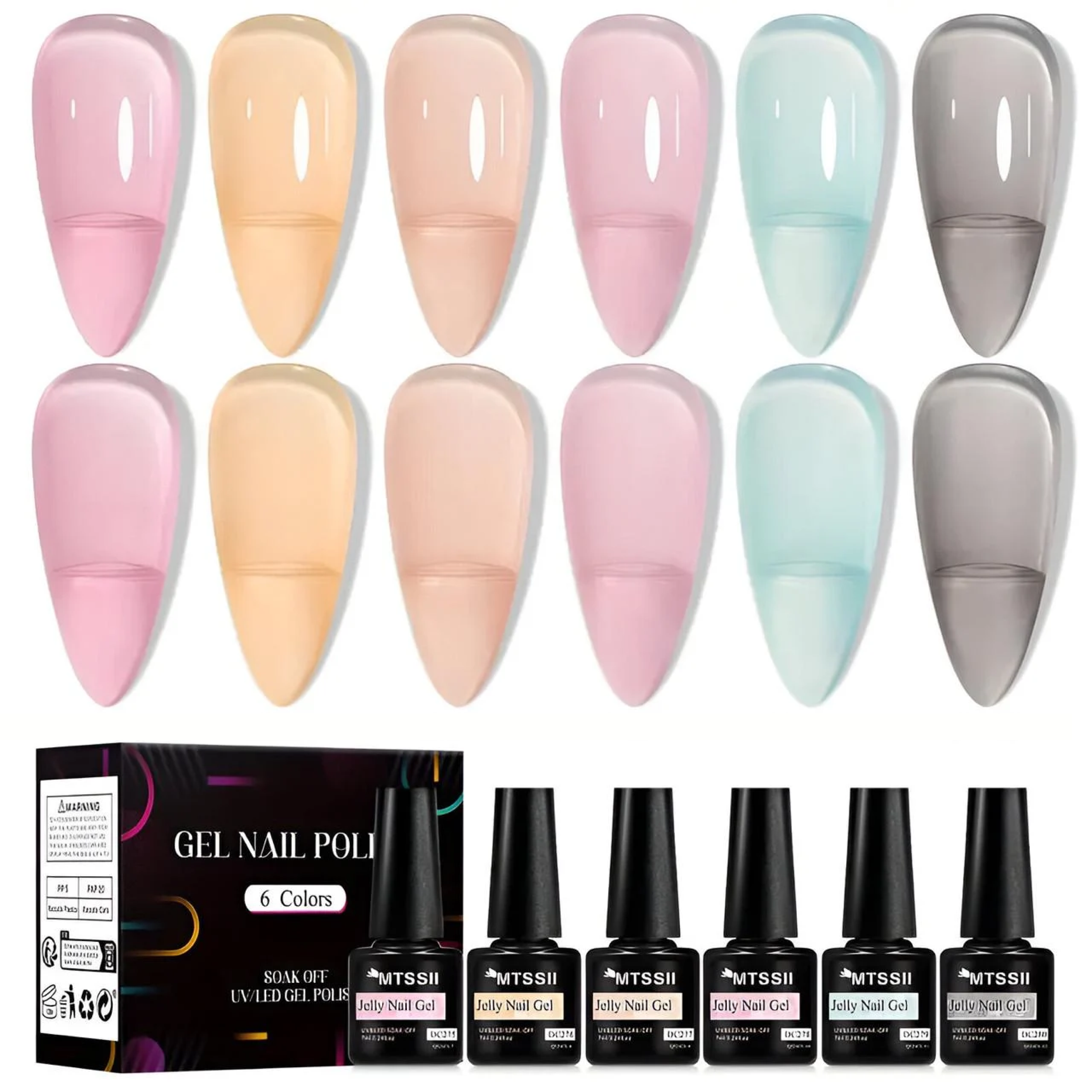 Набор гель-лаков MTSSII Jelly Nail Gel Marrakech Mist 6 шт. Прозрачный (2667518486)