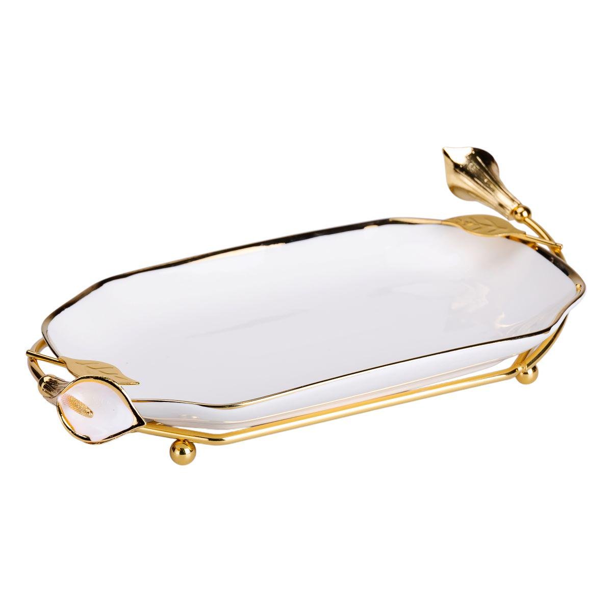 порцелянова фруктовниця на підставці 26×15×3,5 см Білий із золотом - фото 7 порцелянова фруктовниця на підставці 26×15×3,5 см Білий із золотом - фото 7