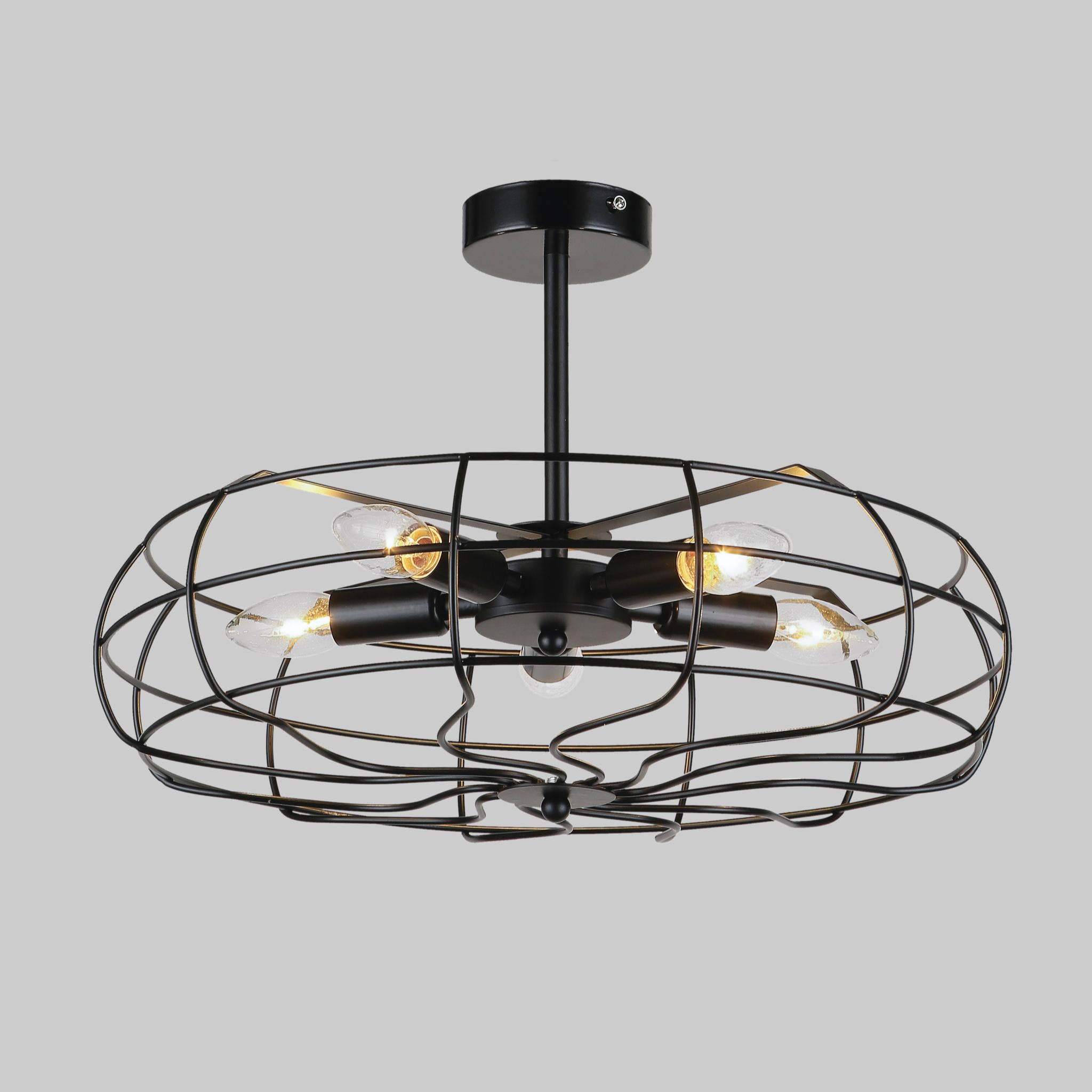 Люстра Fan на 5 ламп 47 см Черный