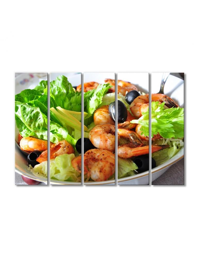 Картина модульная Салат с креветками 5 модулей 90x135 см