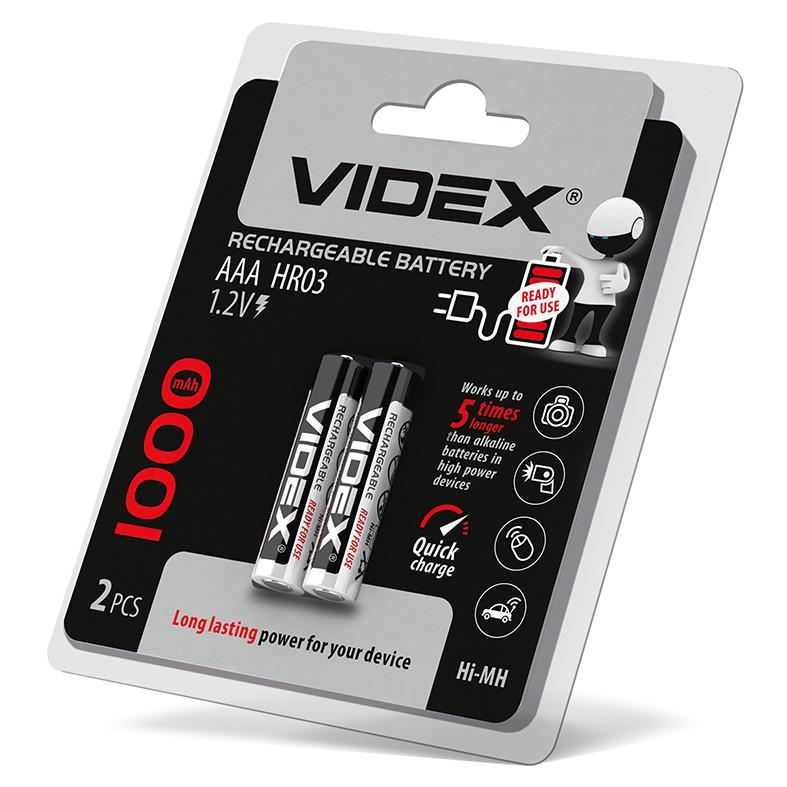 Батарейка аккумуляторная Videx AAA HR03 1000 mAh Ni-MH 1,2V 2 шт. (2247528727) Батарейка аккумуляторная Videx AAA HR03 1000 mAh Ni-MH 1,2V 2 шт. (2247528727)