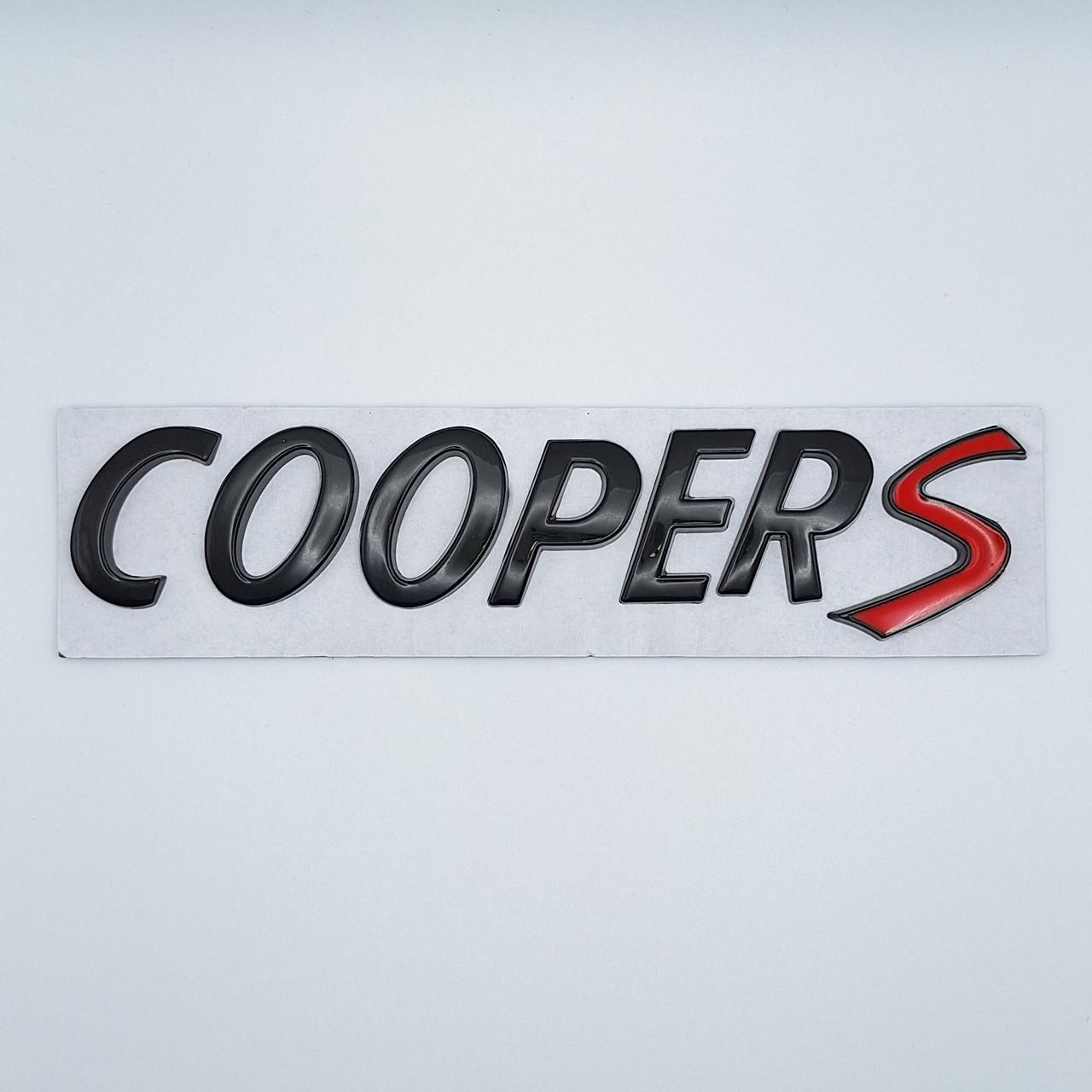 Эмблема надпись Cooper S Mini металл 16,5х3,3 см Черный глянцевый (1931492399)
