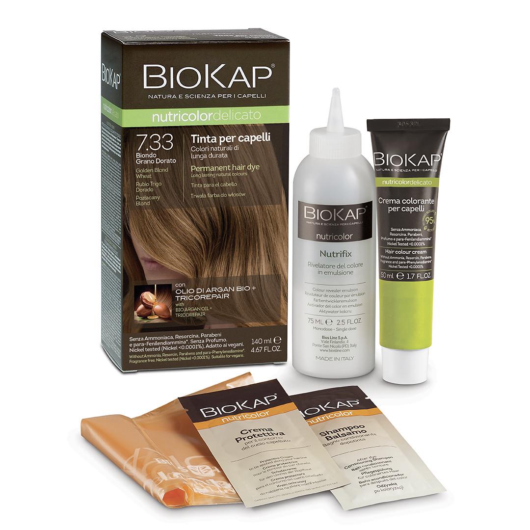 Краска для волос Bios Line BioKap Nutricolor Delicato 140 мл 7.33 Biondo Grano Dorato