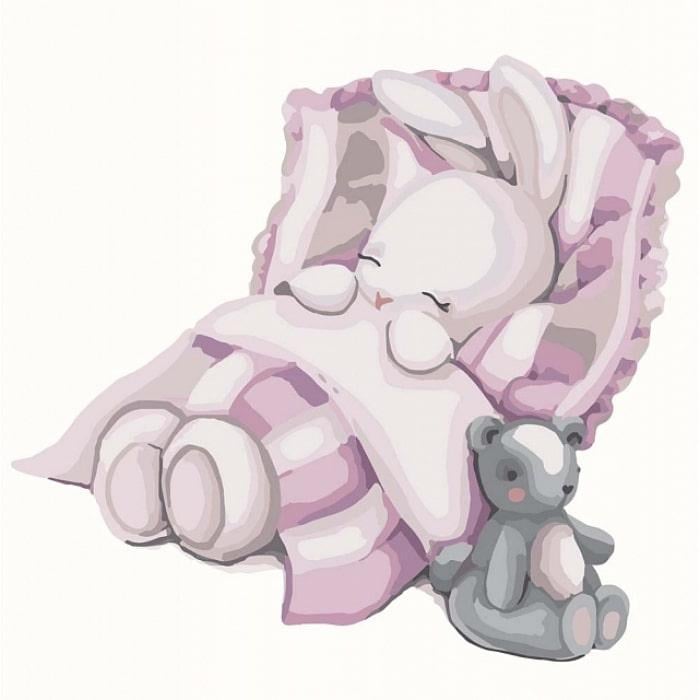 Картина по номерам Идейка Спокойной ночи зайка КНО2339 холст на подрамнике 30х30 см (1228248311)