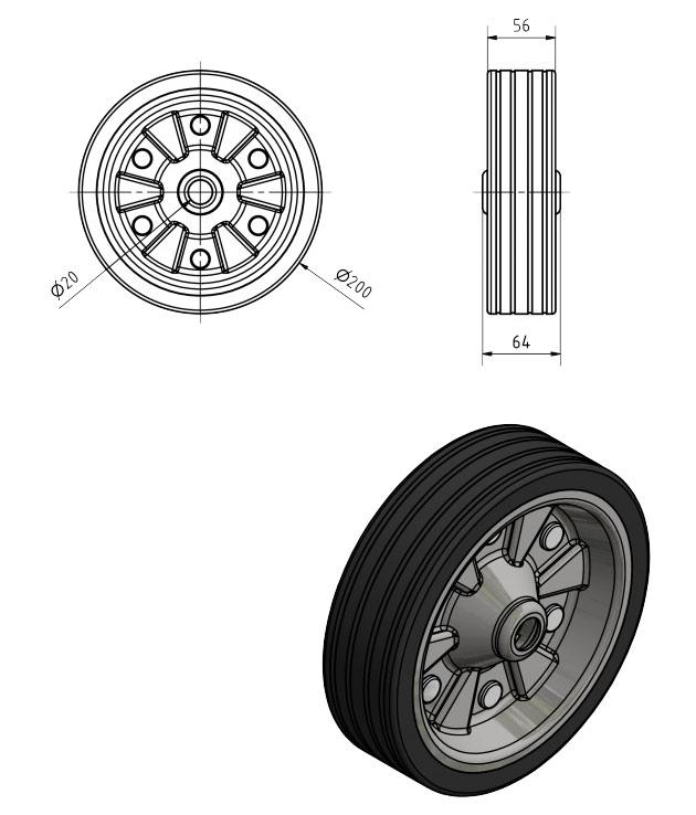 Ролик опорного колеса AL-KO 200x50 мм 500 кг (42835) - фото 2