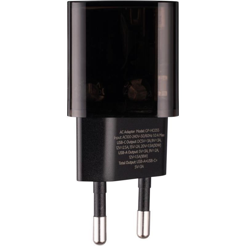 Зарядний пристрій мережевий Gelius Genesis GP-HC055 USB+Type-C 30W GaN Incredible series Transparent Black (94754) - фото 3 Зарядний пристрій мережевий Gelius Genesis GP-HC055 USB+Type-C 30W GaN Incredible series Transparent Black (94754) - фото 3