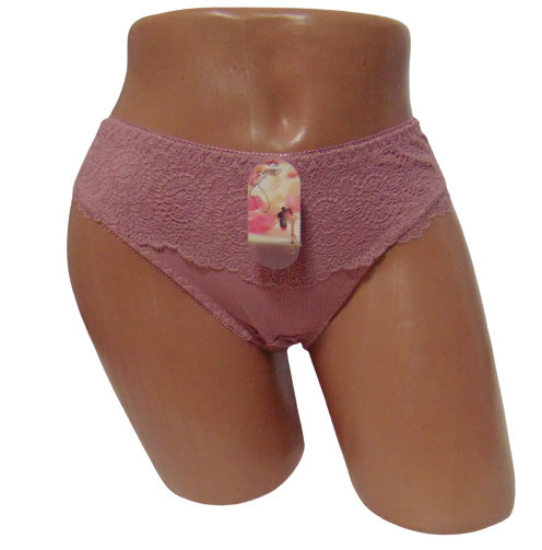 Женские трусики в рубчик Baoyandi 2103 с кружевом 2XL Пудровый (1799511200)