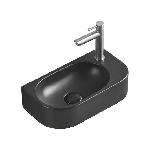 Умивальник накладний підвіснийлівий Mexen VIERA 40 Black Matt (2808406421)