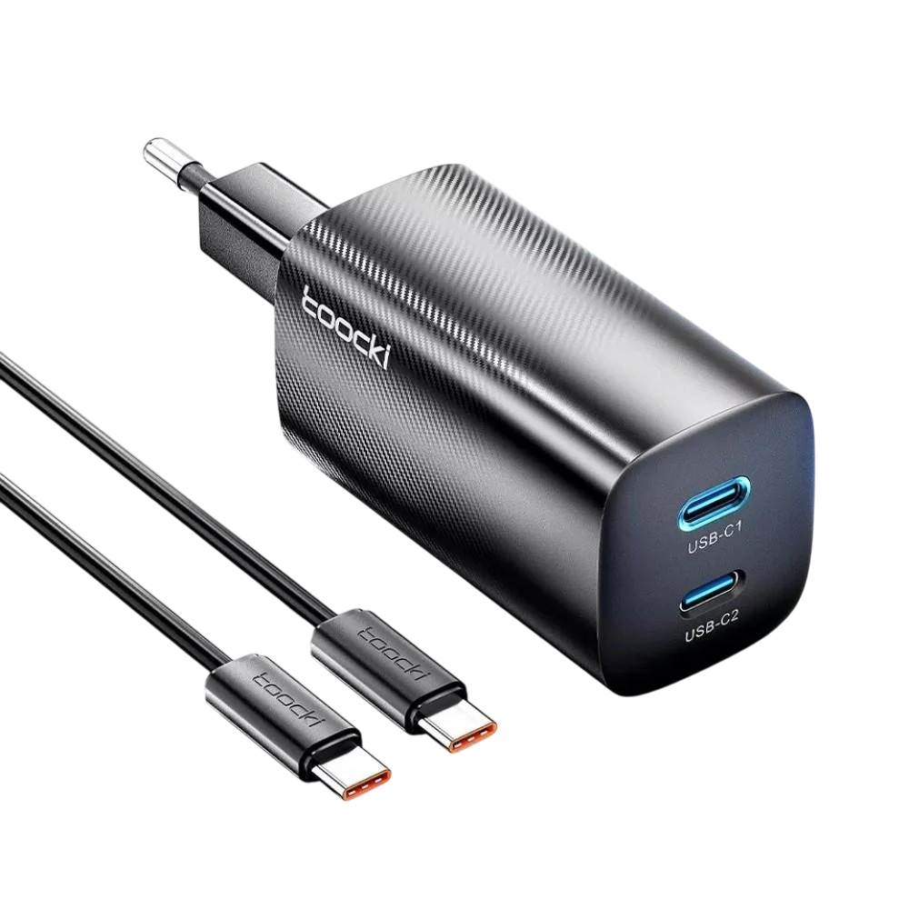 Зарядний пристрій мережевий Toocki GAN 65W 2 type-c з кабелем Black (25397353)