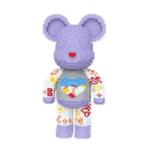 Конструктор Magic Blocks Ведмедик Bearbrick Heart на 4300 деталей 50 см Фіолетовий (9159)