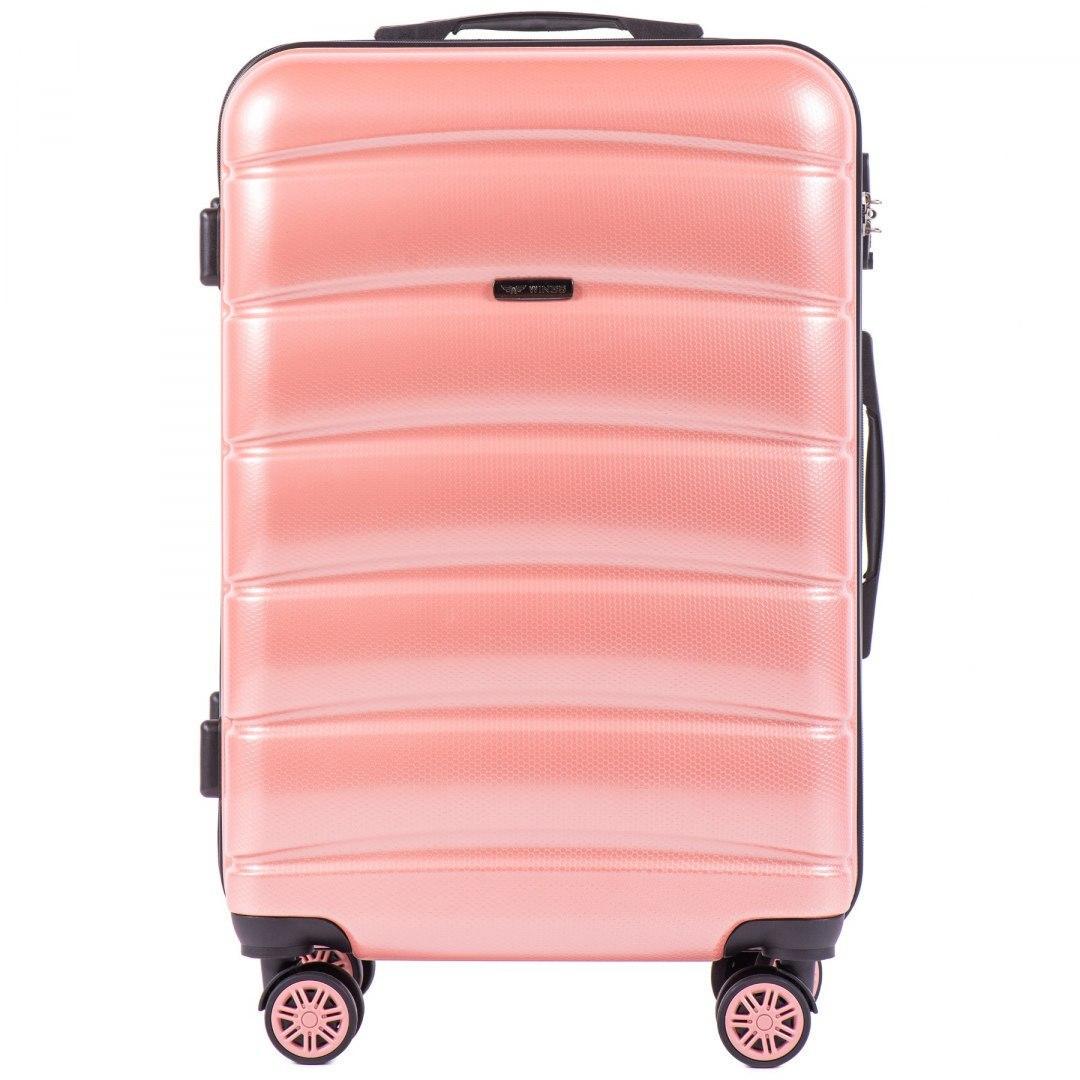Чемодан поликарбонат Wings PC160 средний 57 л на 4 сдвоенных колесах Розовый Pink