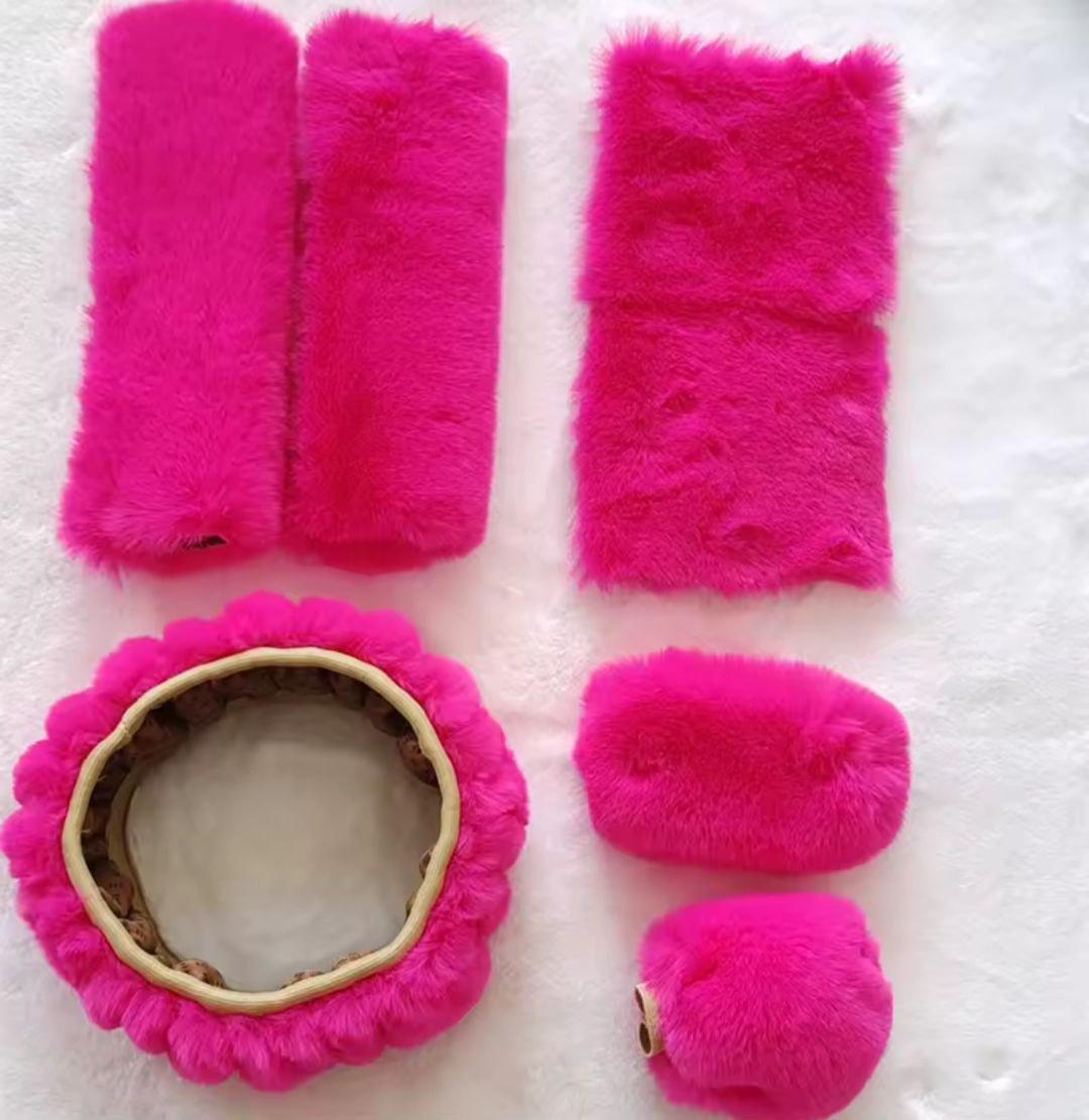 Чехол на руль из искусственного меха 6в1 в комплекте с насадками (00368)