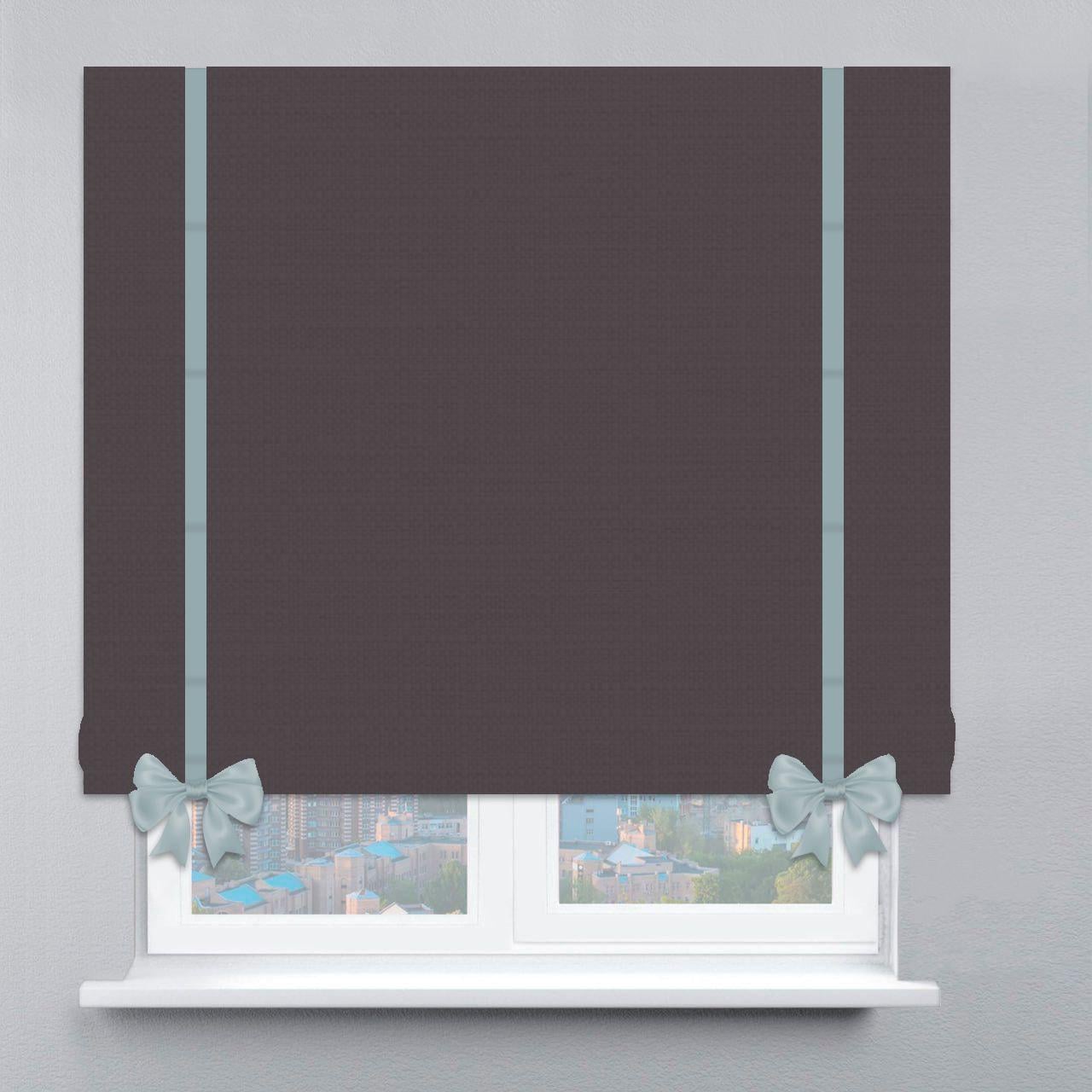 Римская штора с цепочным карнизом рогожка Premium с лентой и бантом 170х170 см Графитовый