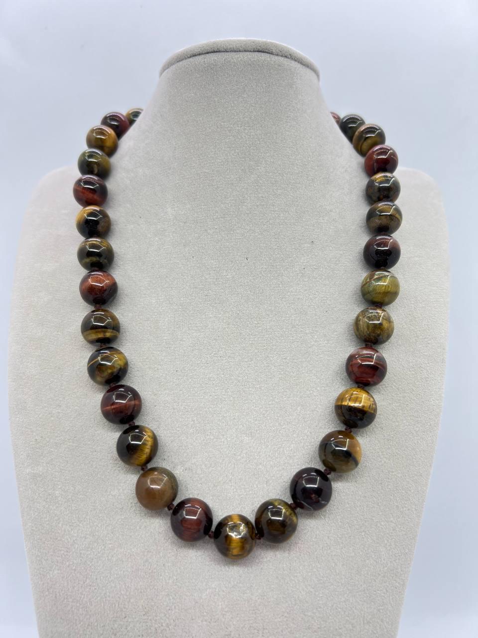 Намисто соколине око 12,5 мм 42 см Різнокольоровий (11009)