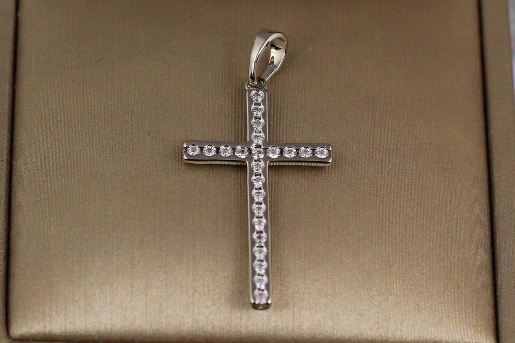 Крестик Xuping Jewelry фианиты в окантовке 3 см Серебристый