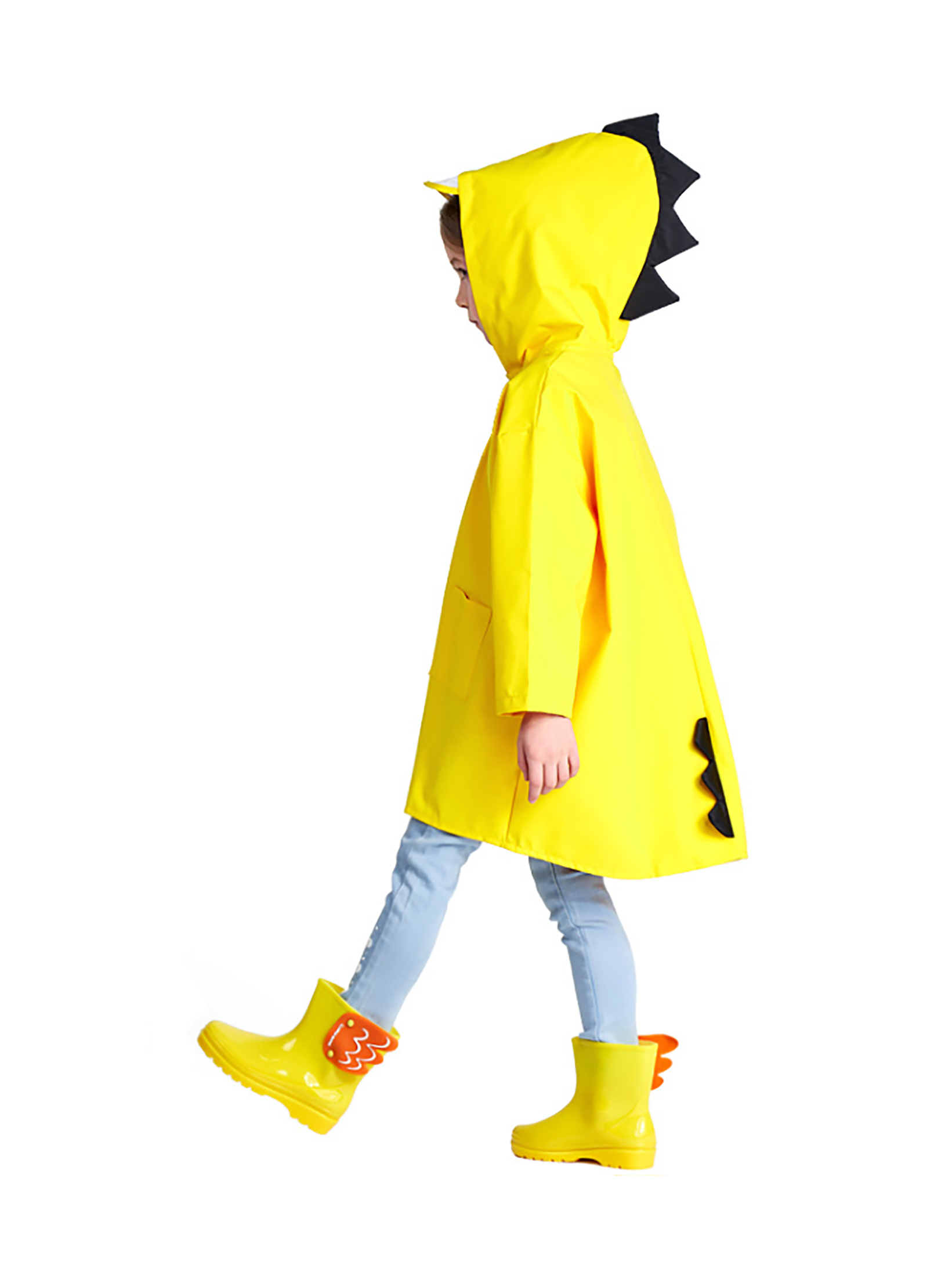 Детский плащ-дождевик SUNROZ "Дракончик" с капюшоном на кнопках L Желтый (SUN5250)
