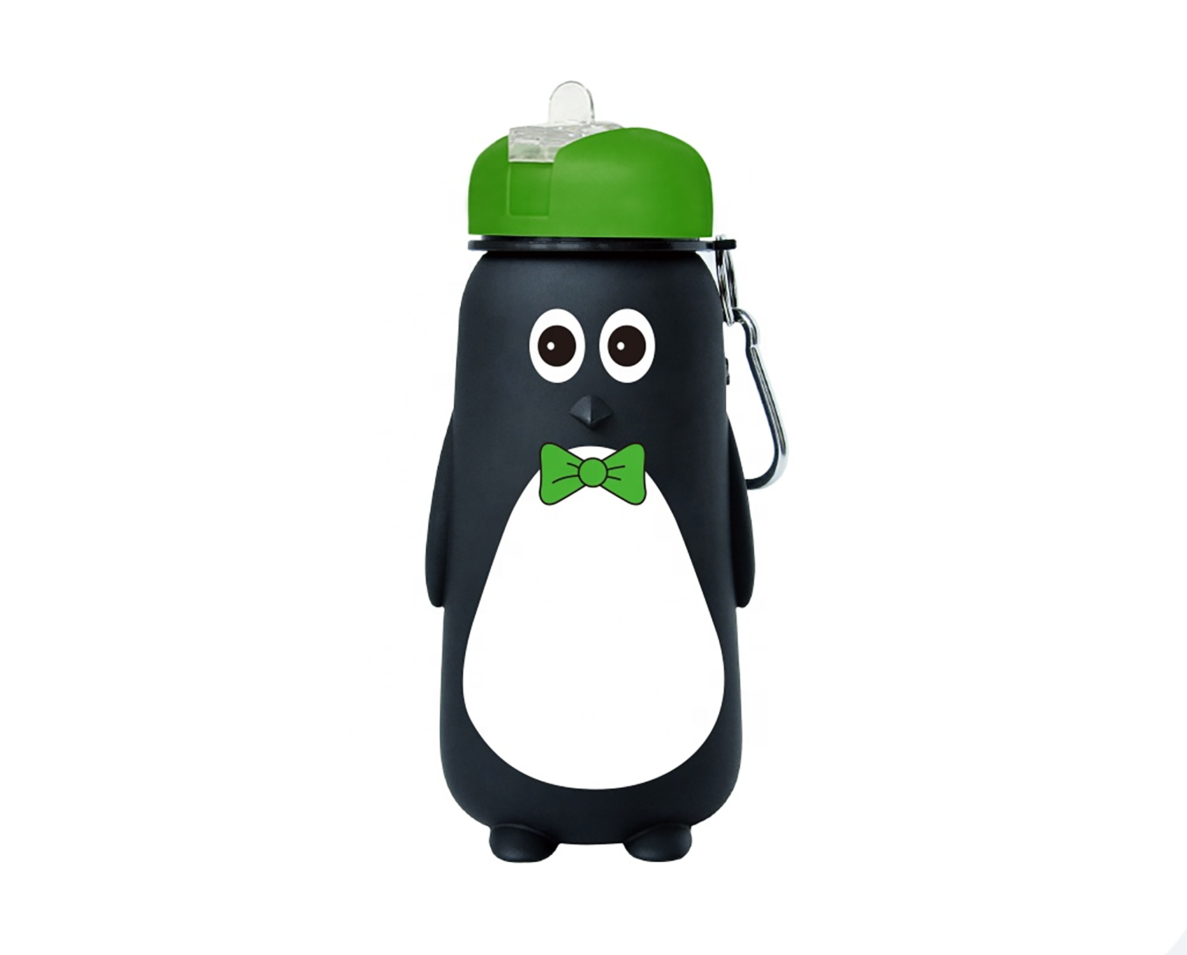 Складная бутылка для воды SUNROZ Penguin Bottle силиконовая Бутылка 500 мл Черно-Зеленый (SUN3712)