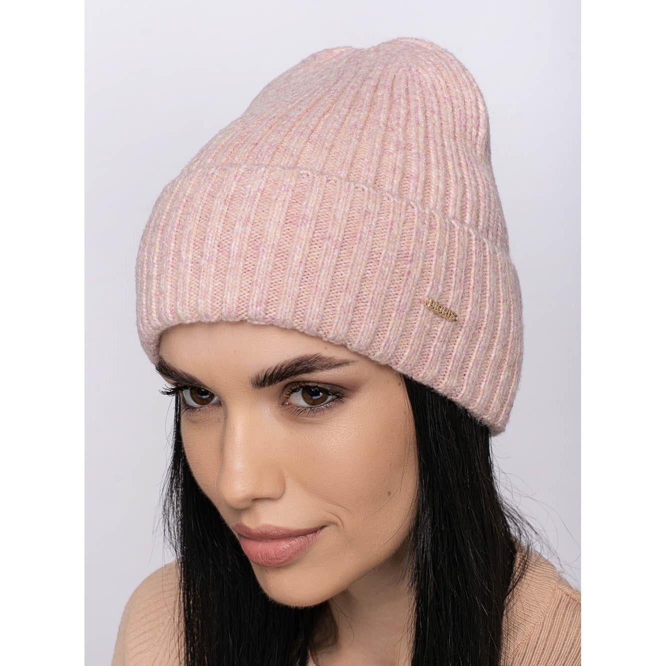 Шапка-колпак женская Leks ЛИНА одинарная из шерсти мерино One size Пудровый меланж (154918)