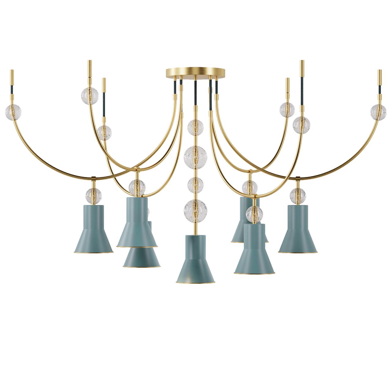 Люстра Pikart Lights ARCH 7U 12894 Золотой/Сине-зеленый (1692307667)