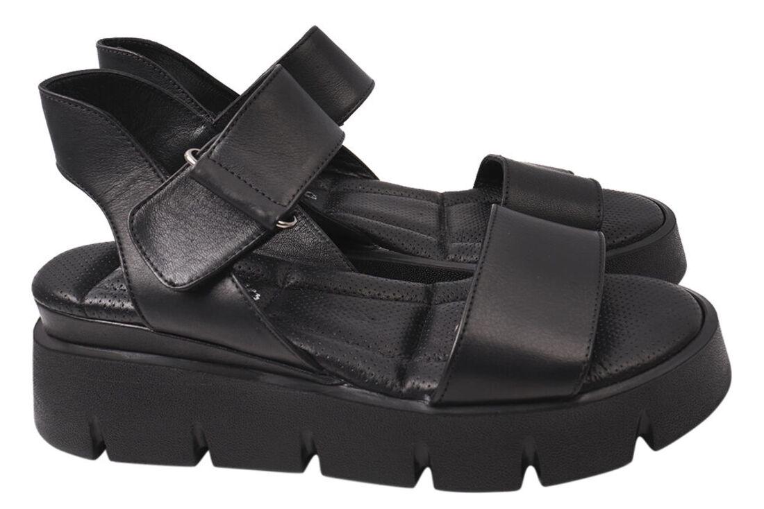 Босоножки женские Euromoda из кожи на низком ходу с открытой пятой р. 39 Черный (477-21LBC)