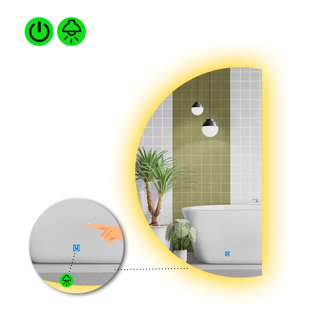 Зеркало с LED подсветкой Parette 2 с сенсорной кнопкой управления 100x50 см (8738636)