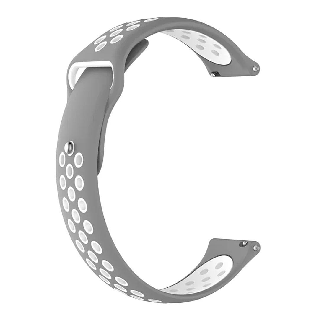 Ремешок силиконовый Sport HMU для Samsung Galaxy Watch FE R861 с отверстиями 20 мм Серый/Белый (ECR_8895)