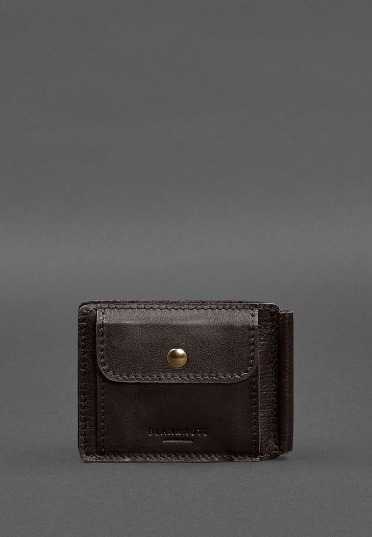 Портмоне шкіряне 13.0 затискач краст Темно-коричневий (A-028269)