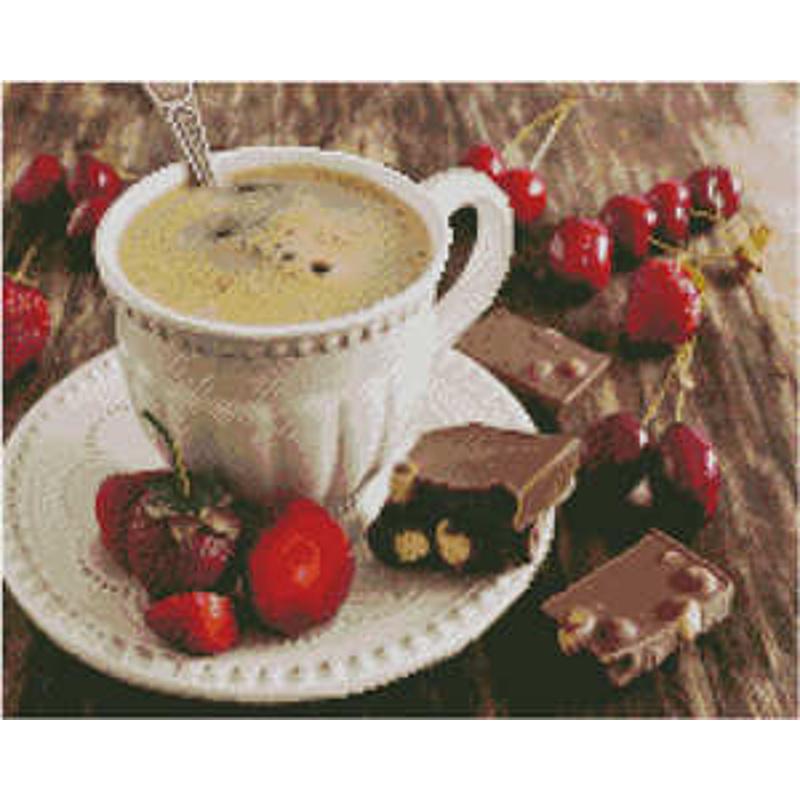 Алмазная мозаика Strateg Премиум Кофе с шоколадом 40x50 см (Str-L-371)