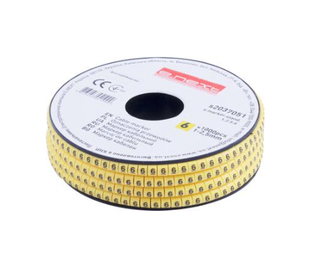 Маркер кабельный E.NEXT e.marker.stand.1.2.5.6 цифра 6 1-2,5 мм2 1000 шт./рул. Желтый (s2037051)