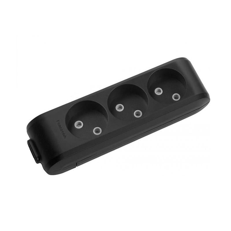 Колодка Panasonic X-tendia 3 гнезда без заземления со шторками Черный (WLTB02302BL-UA)