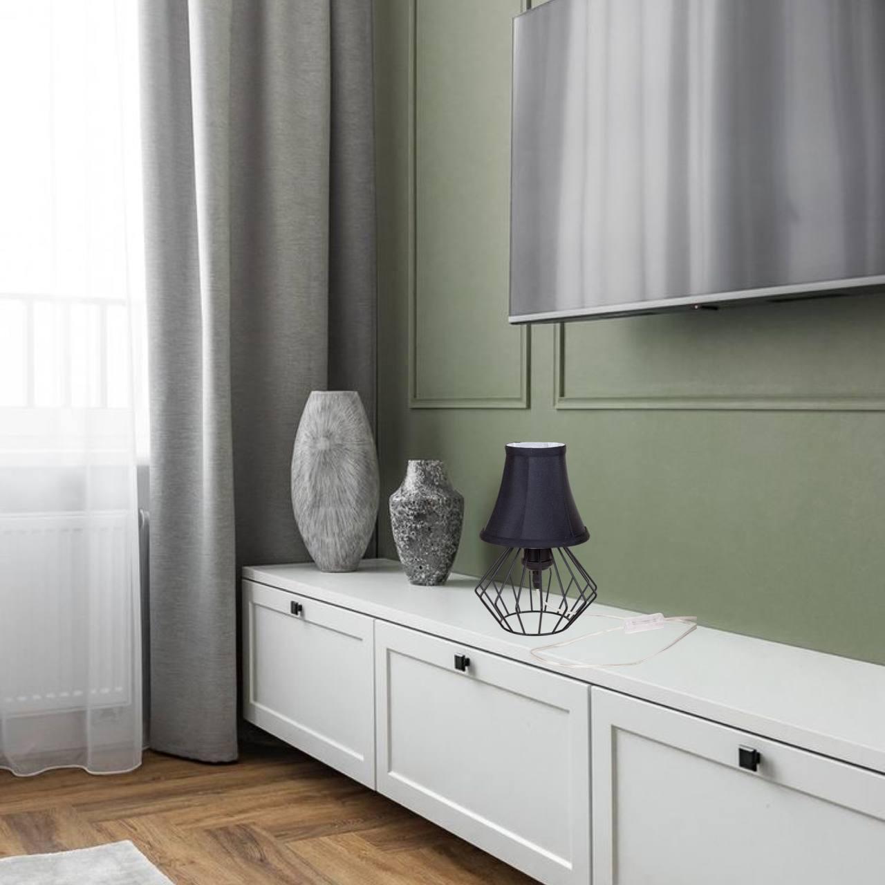 Лампа/нічник настільна з абажуром Чорний (56-T108F01 BK+BK) - фото 3 Лампа/нічник настільна з абажуром Чорний (56-T108F01 BK+BK) - фото 3