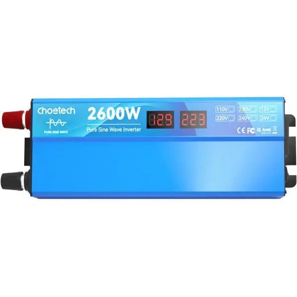 Инвертор напряжения Choetech CJ2600Q-V2 12/220 В 1300 Вт чистая синусоида (601225)