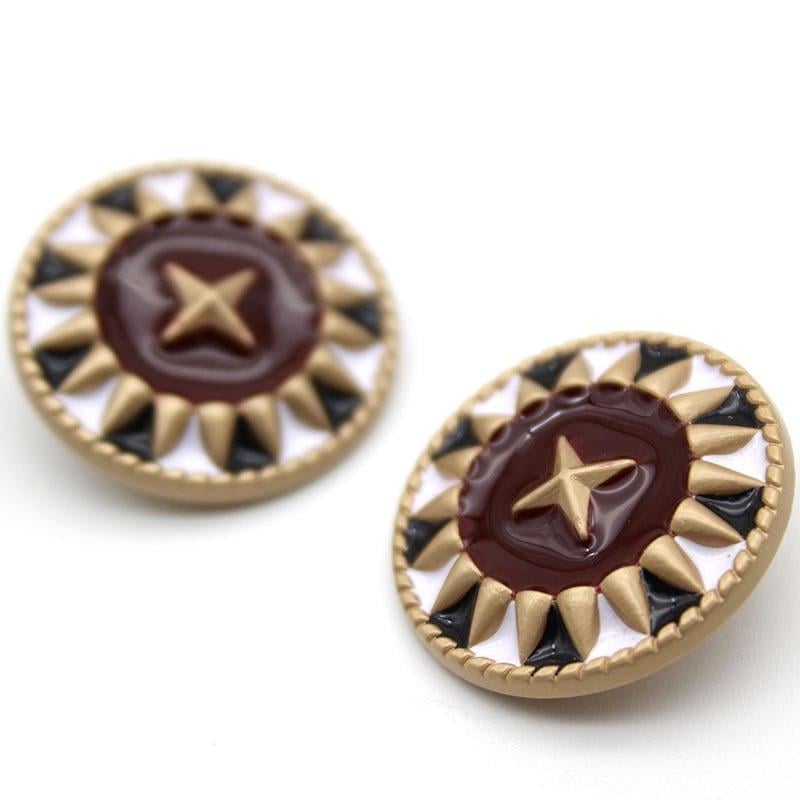 Пуговица Vintage star LuxFabric на ножке металл/эмаль 23 мм 1 шт. Бордовый (ПВ0423в27)