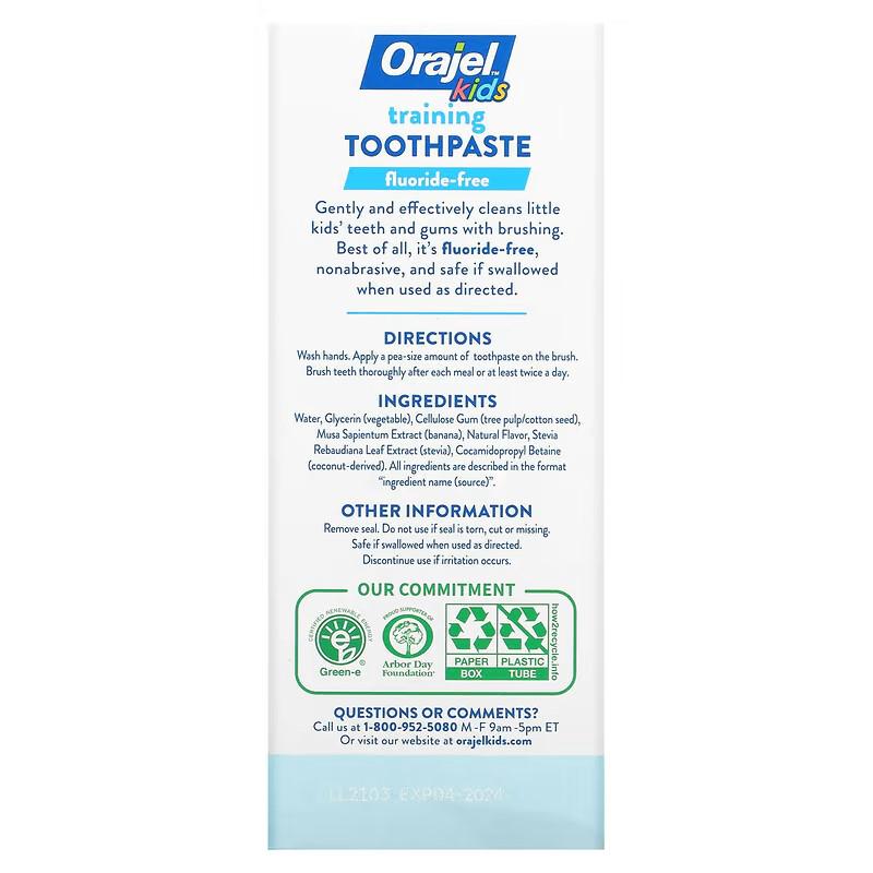 Зубная паста для детей Orajel Kids Elmo Training Toothpaste Fluoride-Free 3 Months to 4 Years Berry Fun 42,50 g - фото 3