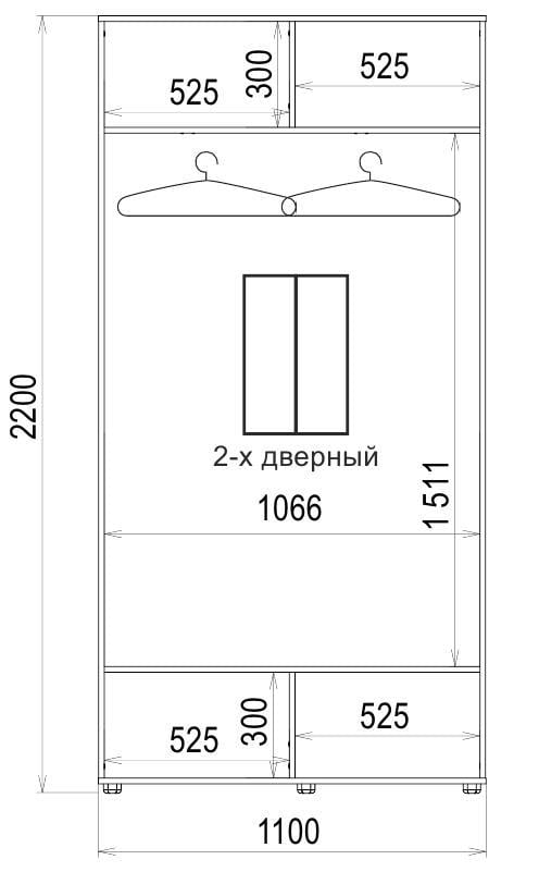 Корпус шафи-купе Luxe CLS-2 1100x2200x450 мм Зебрано темний (23412) - фото 2