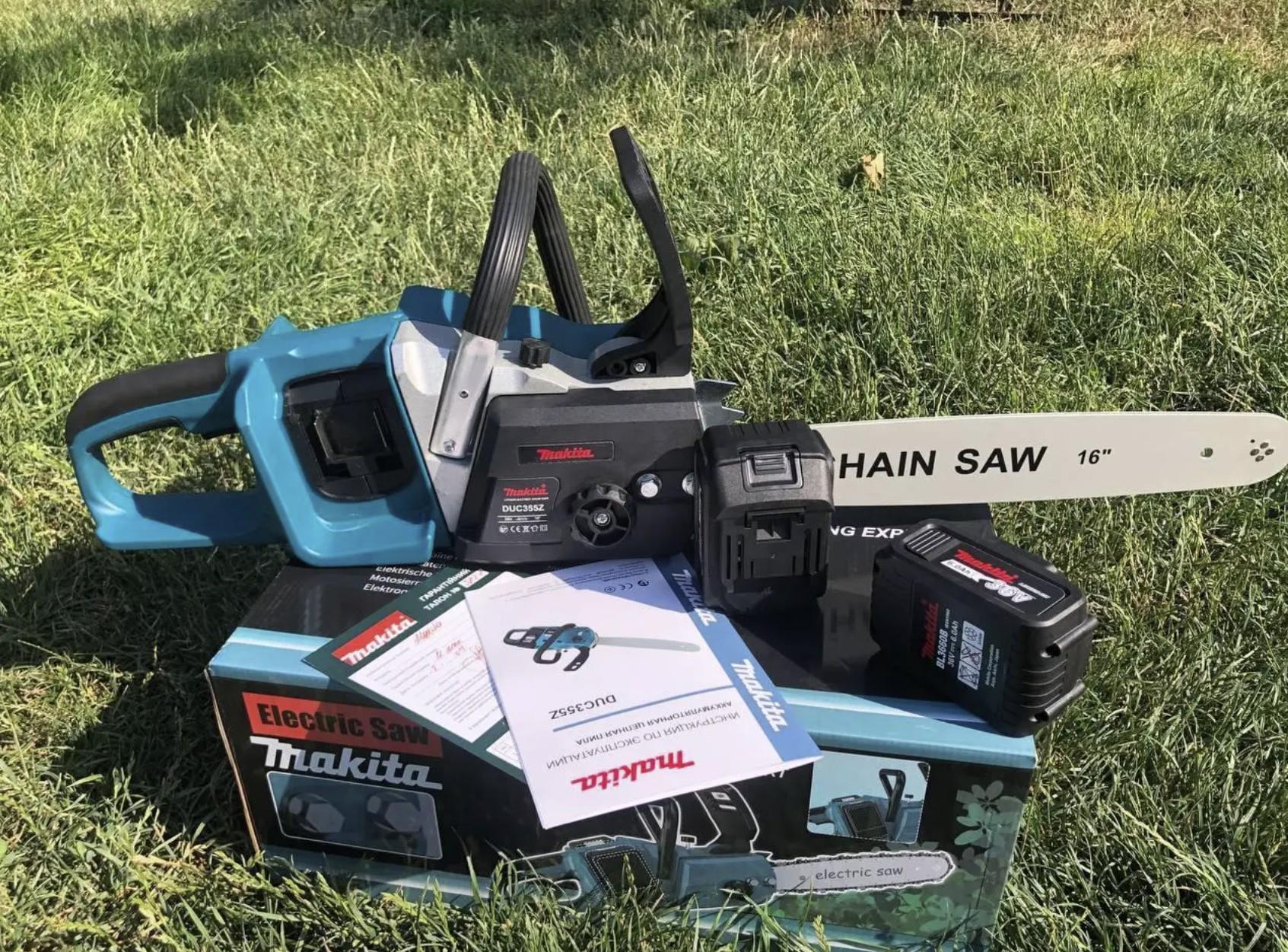 Пила ланцюгова акумуляторна Makita DUC 355 з двома акумуляторами Чорний (30484888) - фото 7