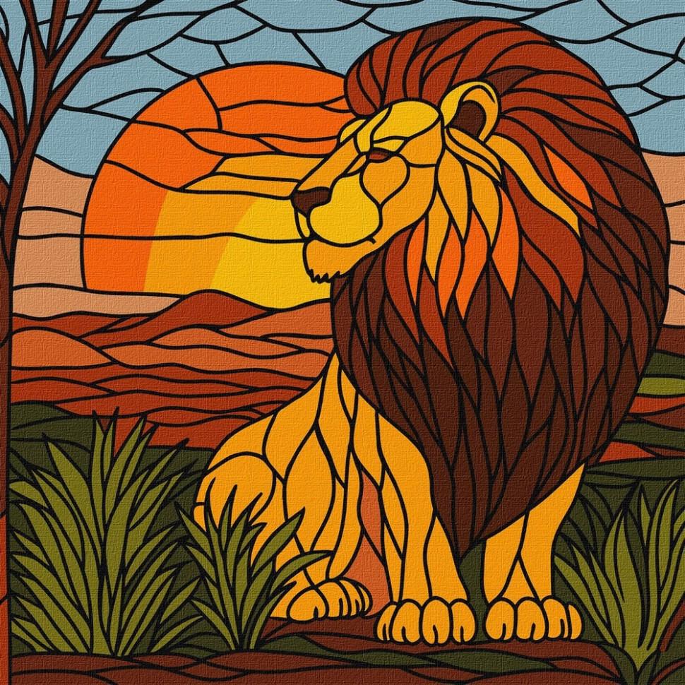 Картина по номерам Ideyka Витраж Лев 30x30 см (KHO5168)