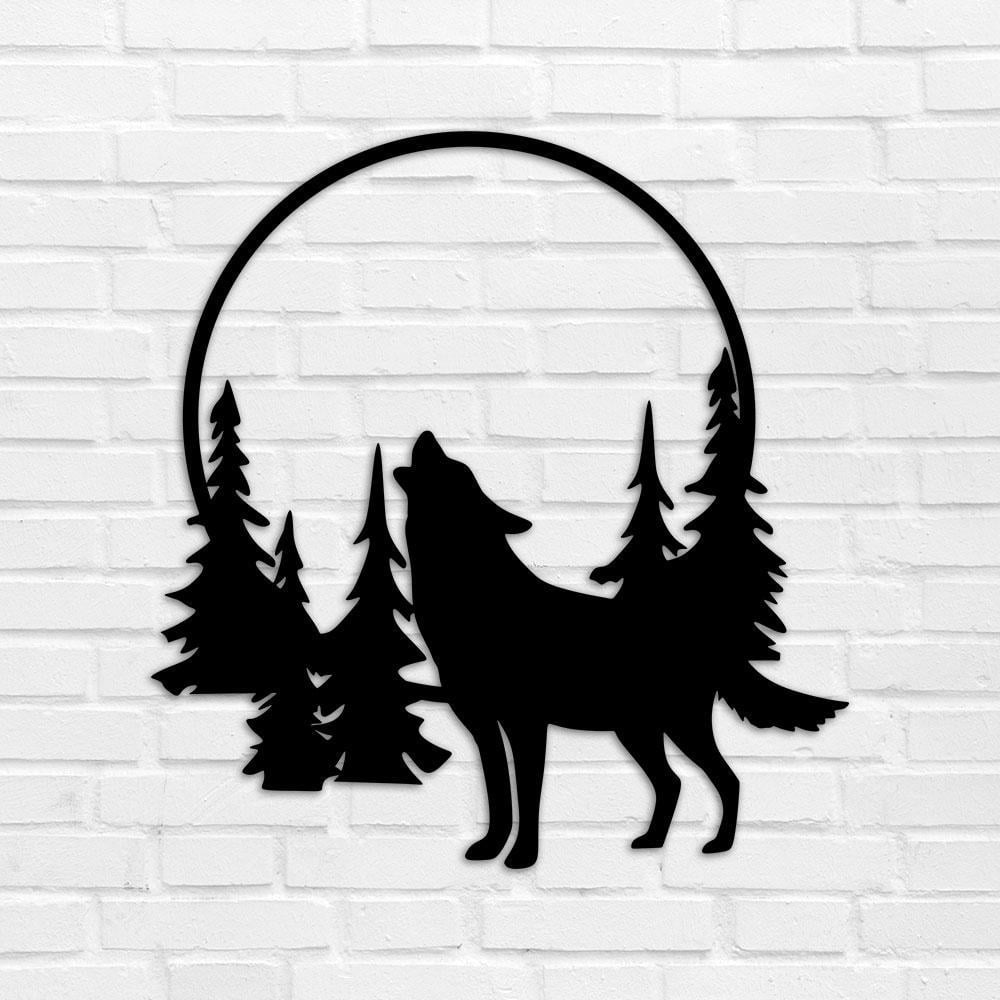 Настенное панно из дерева TWD Волк 61х58 см Черный (WALL10030L)