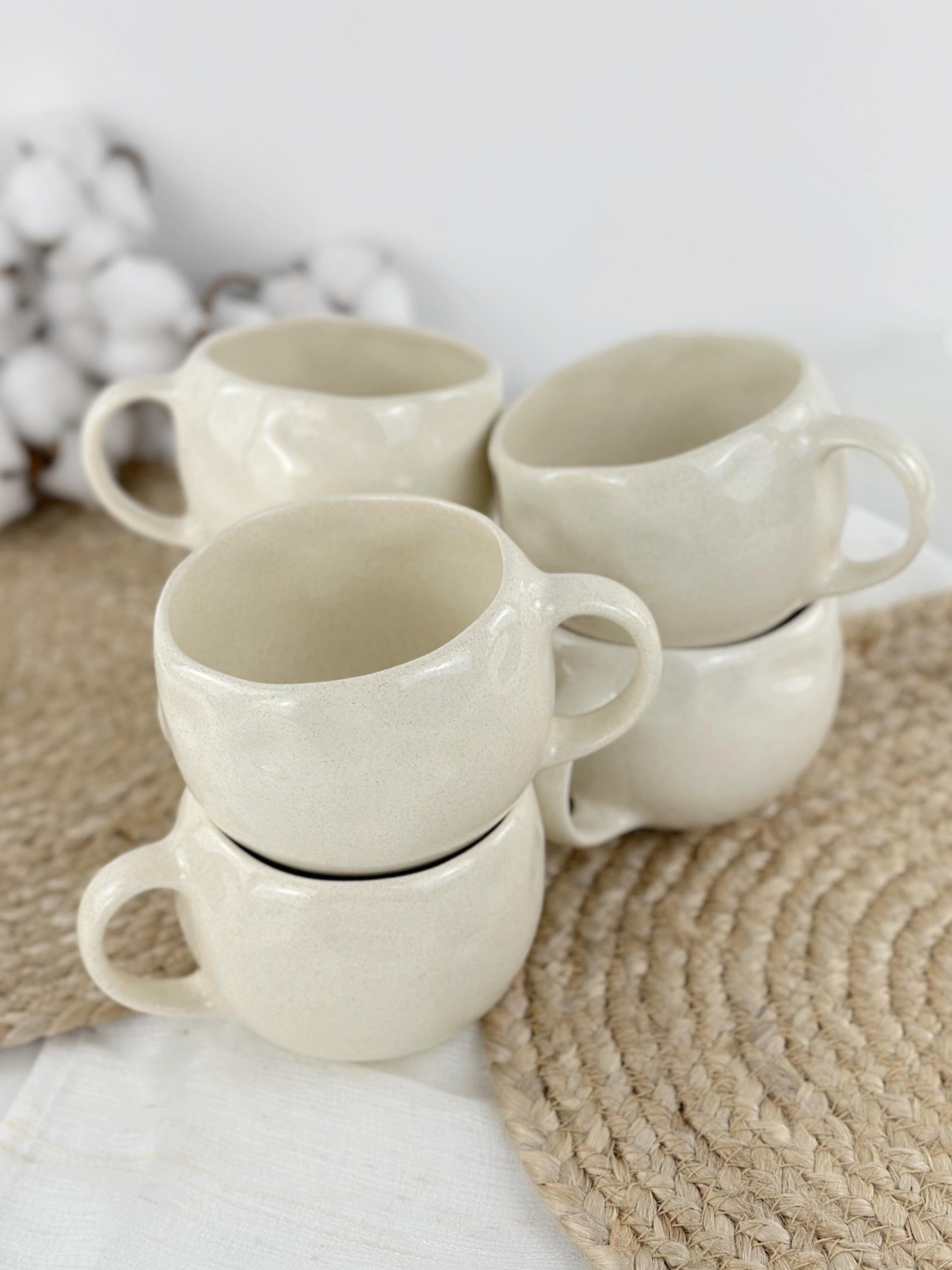 Набор глиняных широких чашек Гражда 0,45 л на 6 человек Белый (17007-8)