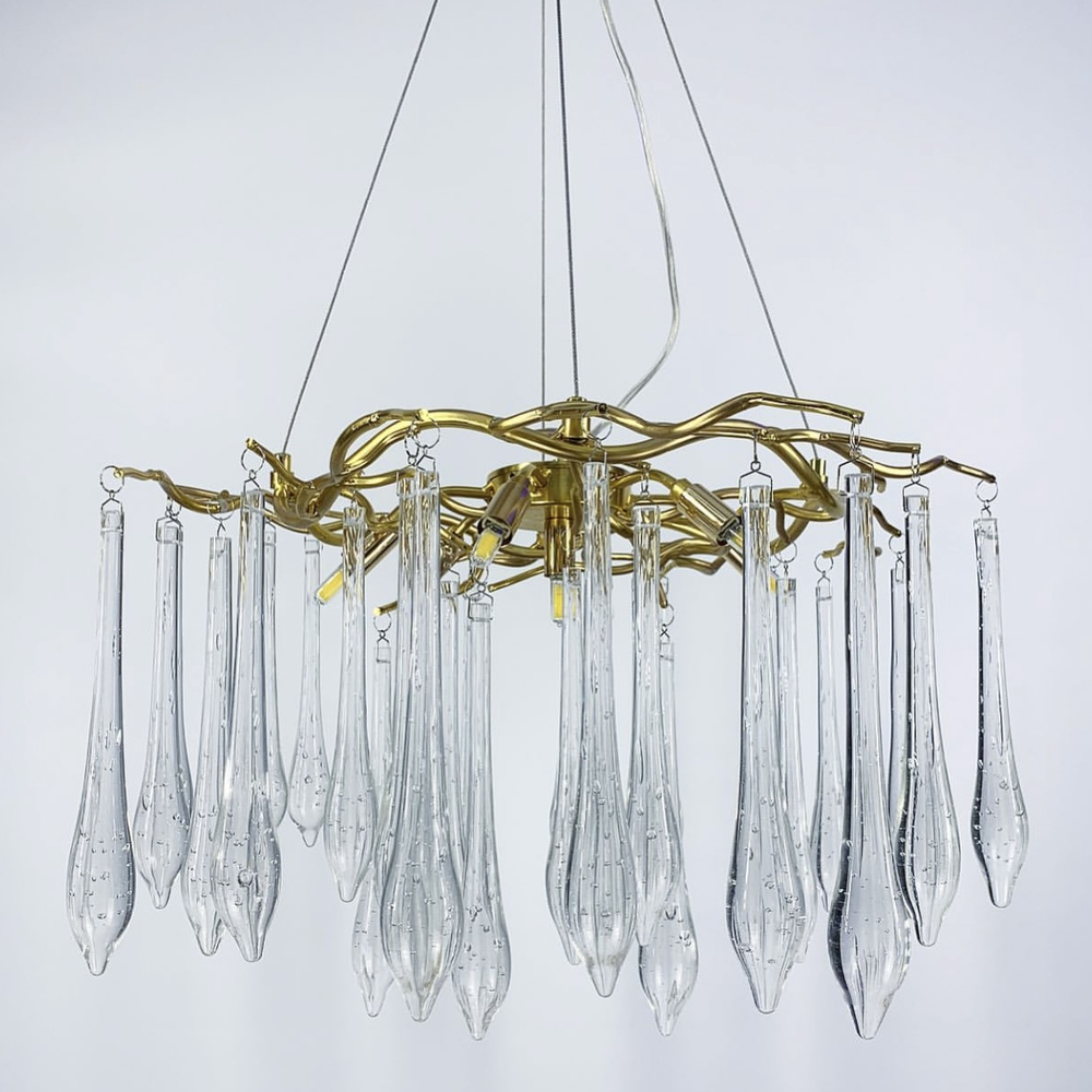 Люстра розкішна з скляними підвісами Ø 80 см (MD 5011 GD) - фото 3 Люстра розкішна з скляними підвісами Ø 80 см (MD 5011 GD) - фото 3