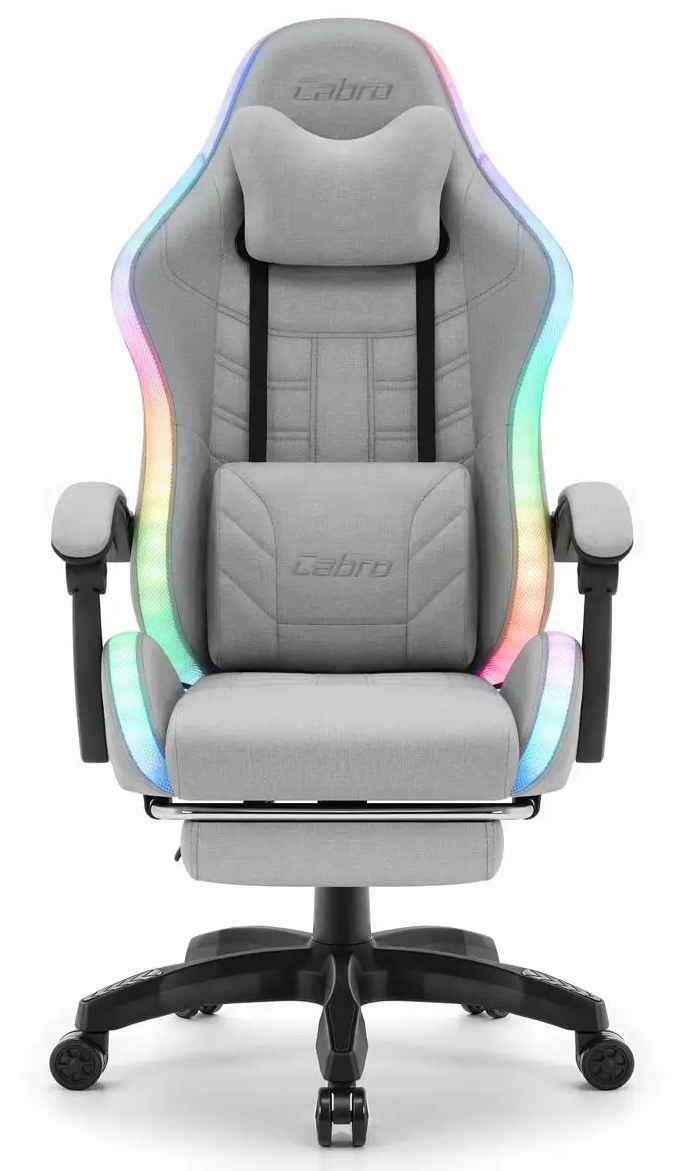 Крісло геймерське з підставкою для ніг Cabro C501 RGB Grey тканина до 150 кг (AN-С501GRGB) - фото 4