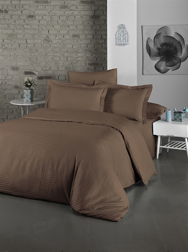 Комплект постельного белья Lighthouse Exclusive Sateen Stripe Lux 200х220 см/50x70 см 4 шт. Шоколадный