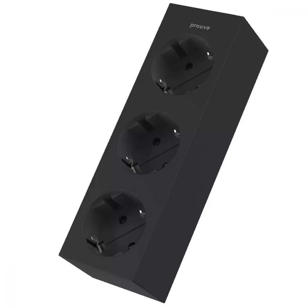 Подовжувач Proove Magnet Strip 3 розетки AC з магнітним кріпленням 1,6 м Black (631533)