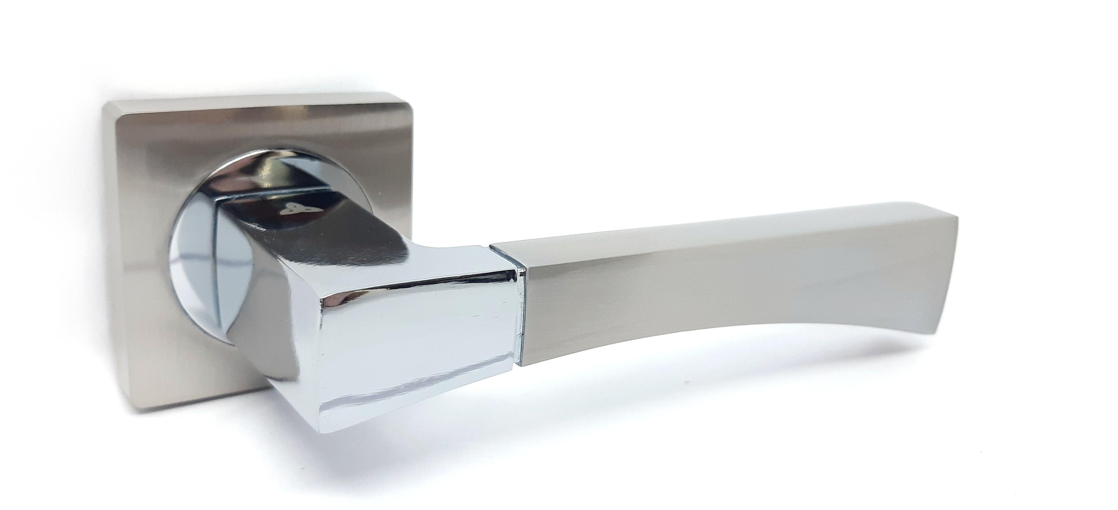 Ручка Kedr на розетке квадрат R8.130-AL SN/CP матовый Никель/Хром полированный Ручка Kedr на розетке квадрат R8.130-AL SN/CP матовый Никель/Хром полированный